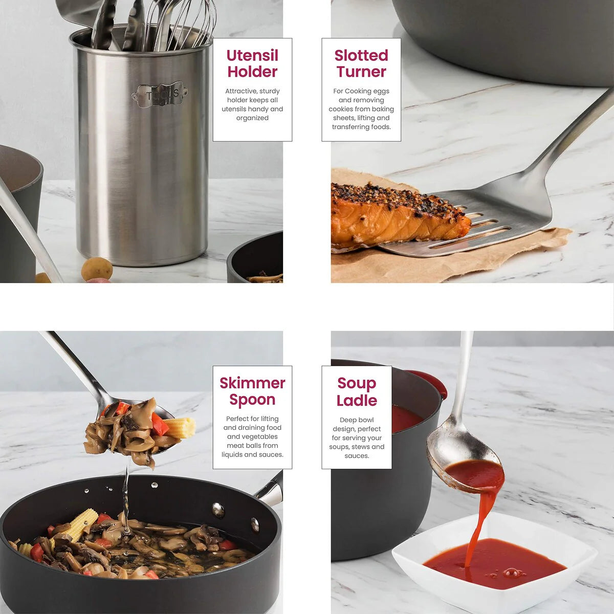 Stainless-Steel Kitchen Utensil Set - 10 Piece Set