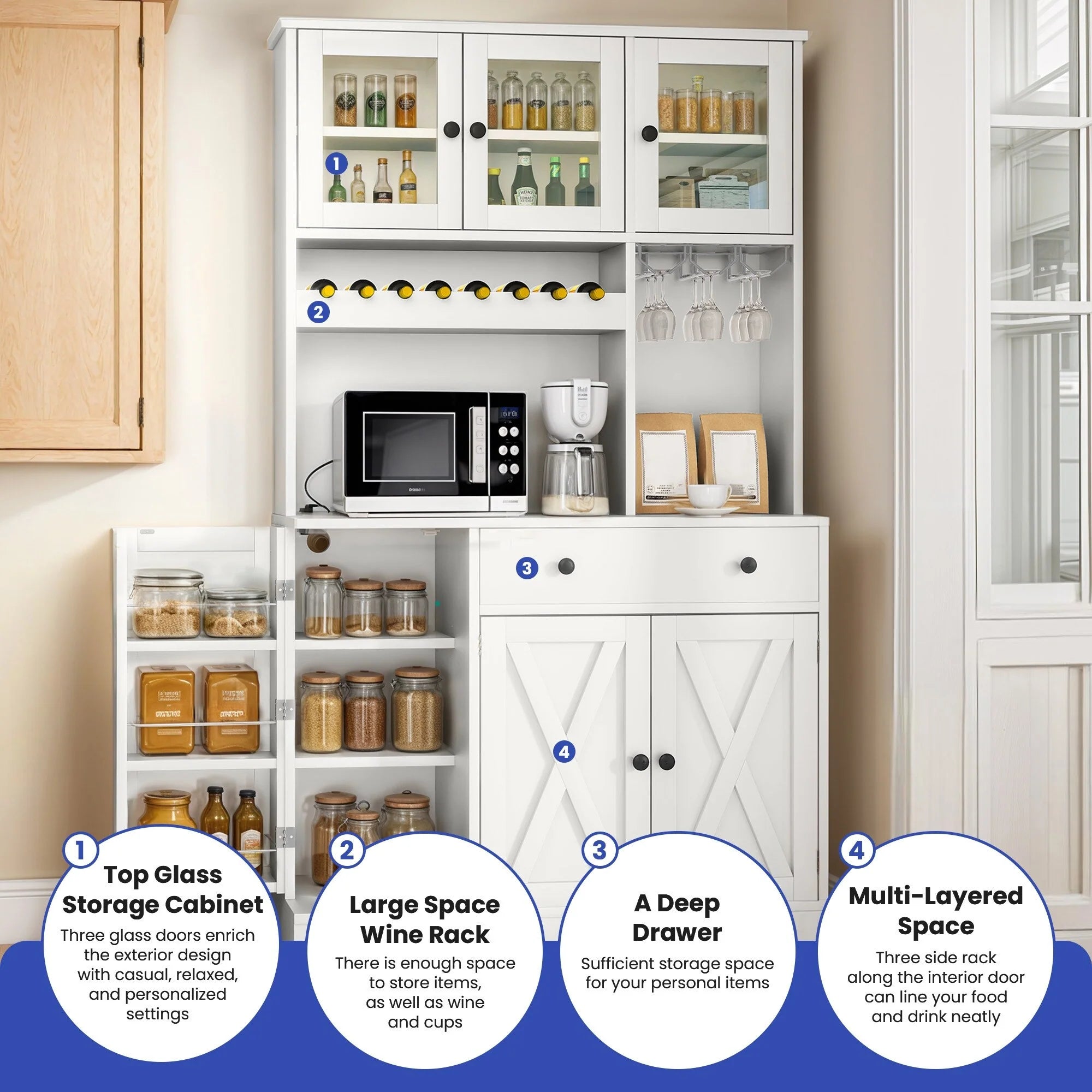 71'' Kitchen Pantry Storage Cabinet - 71"