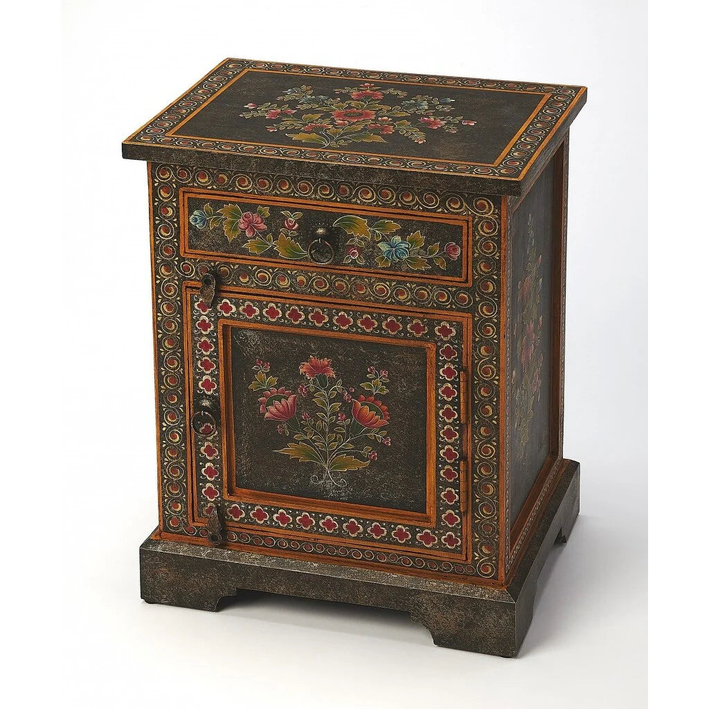 18" Dark Brown Solid Wood Frame Accent Cabinet With Two Drawers