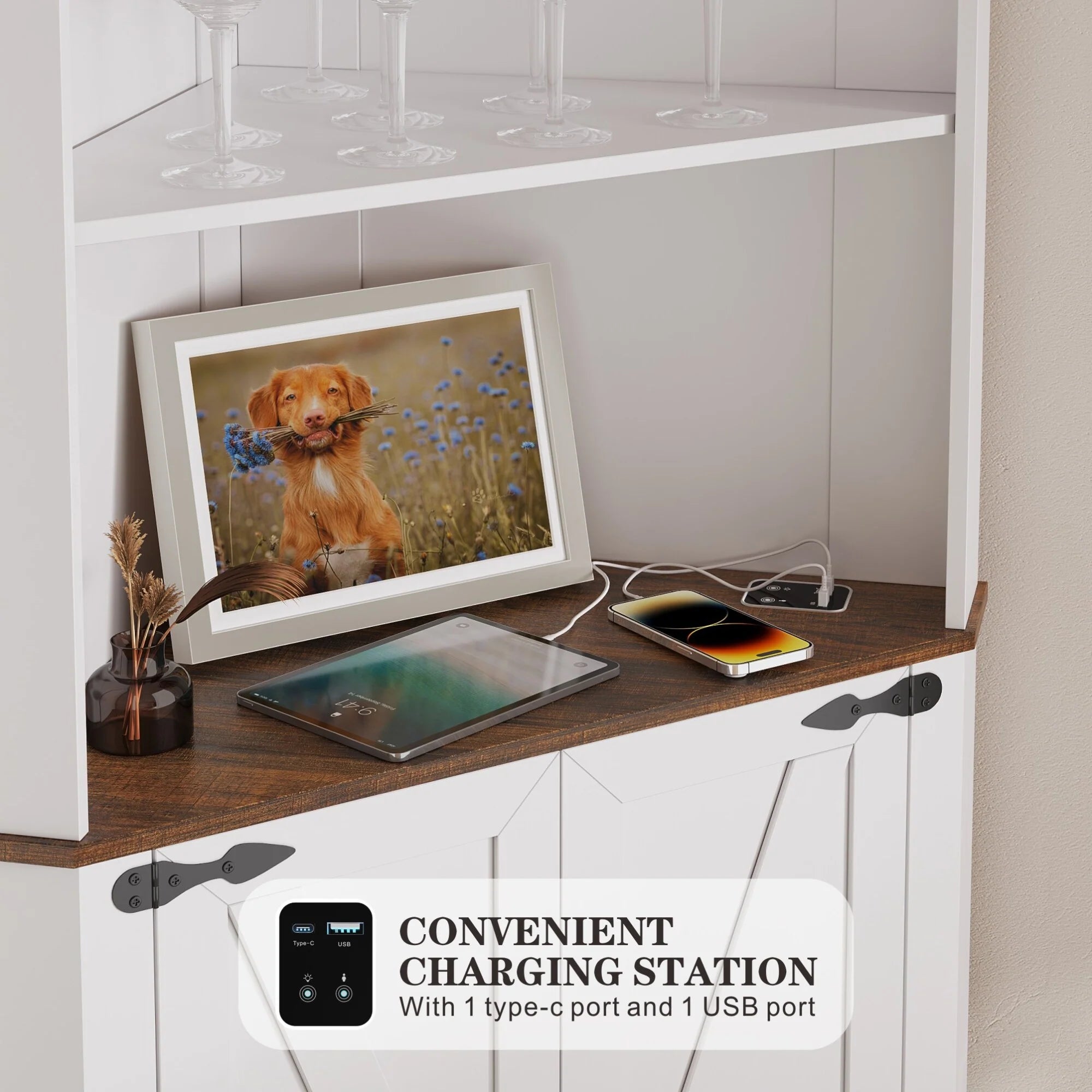 66" Tall Corner Cabinet With Led Light