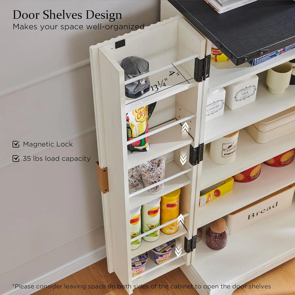 Modern Fluted Pantry Cabinet, Storage Cabinet, Wood Cupboard Organizer