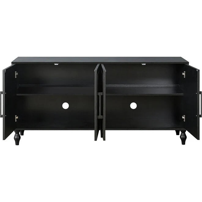 Roomfitters Carved Flower Door Large Storage Cabinet with Metal Handle - Perfect for Living Room, Kitchen, Entryway