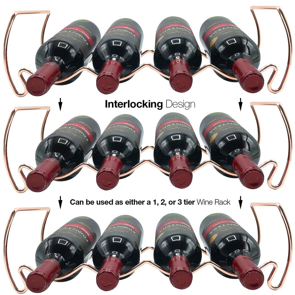 Metal Detachable Wine Rack - 3 Tier, Copper - 14" L x 16.5" W x 7" D