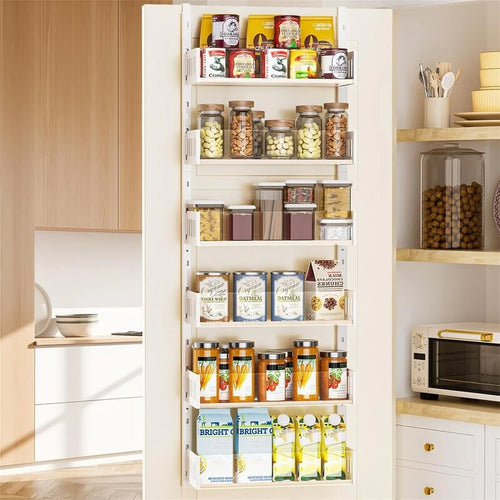 6Tier Over the Door Pantry Organizer with Sturdy Metal Shelves - 5.51"D x 16.54"W x 47.24"H