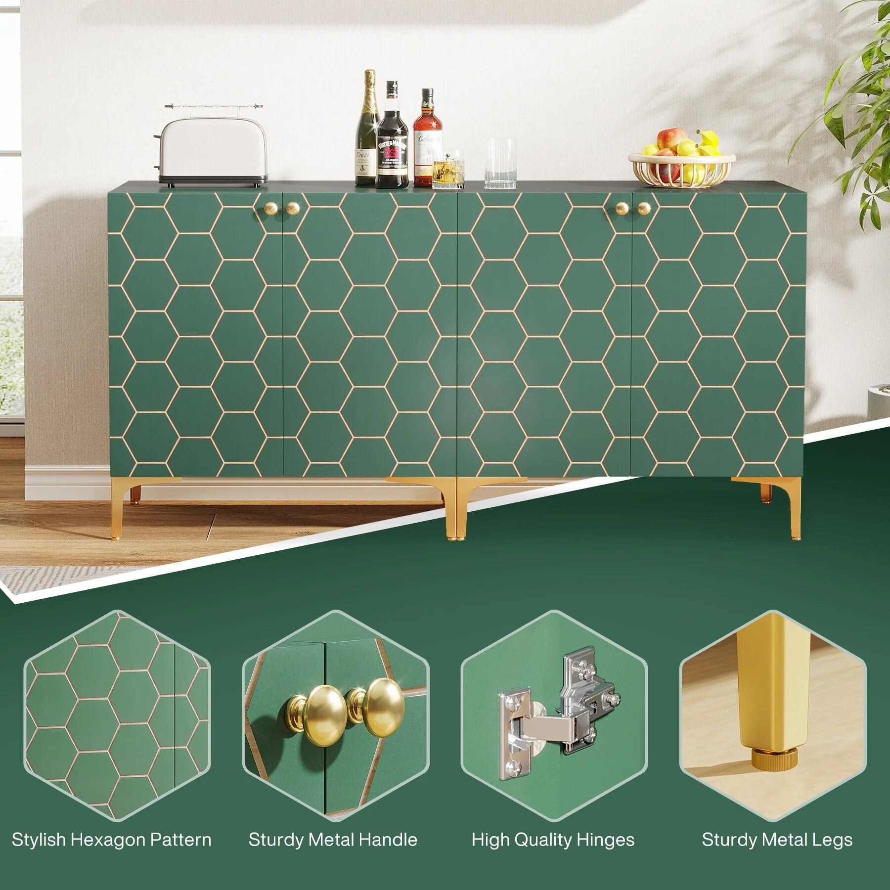 31.5'' Modern Accent Storage Cabinet for Living Room Kitchen (Set of 2 )