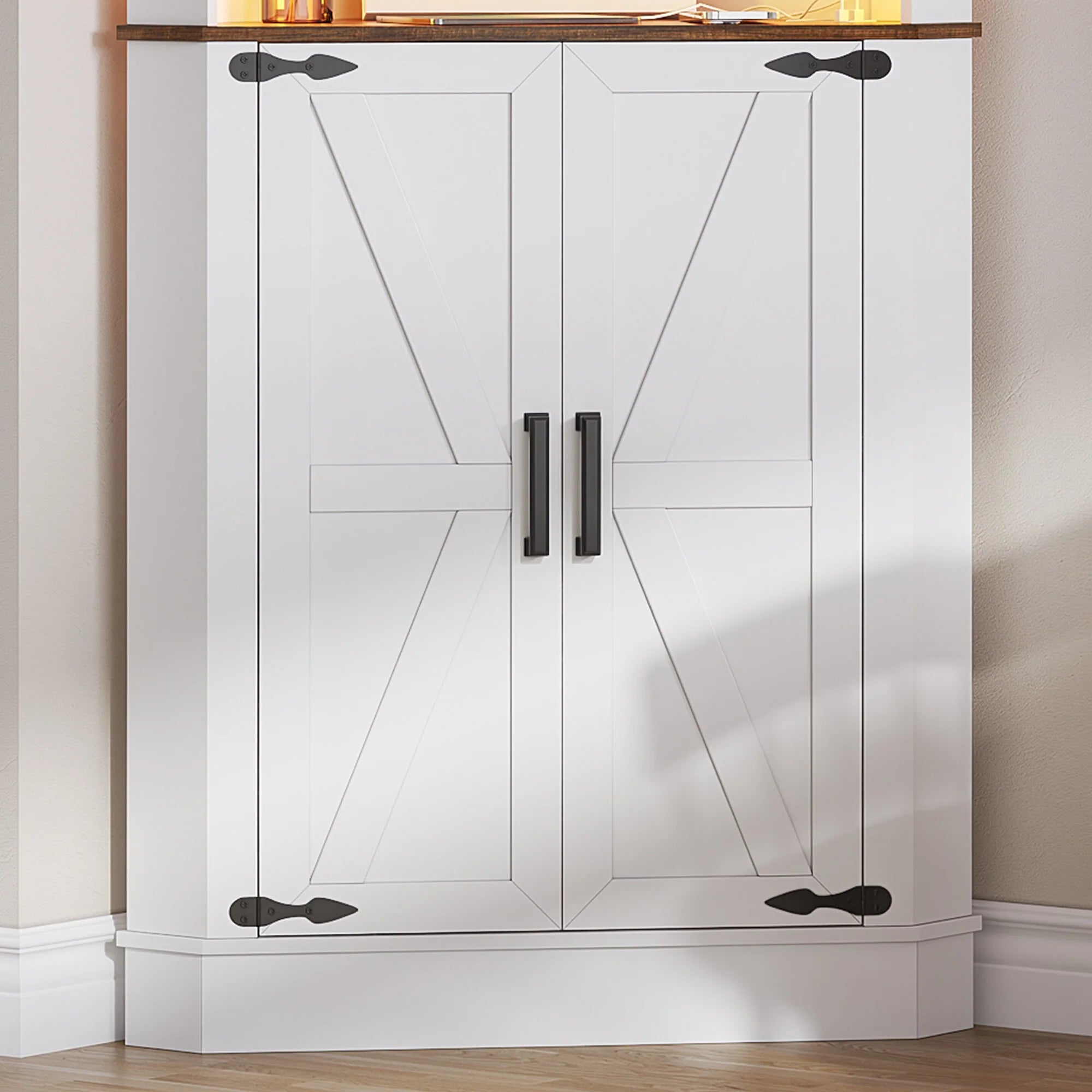 66" Tall Corner Cabinet With Led Light