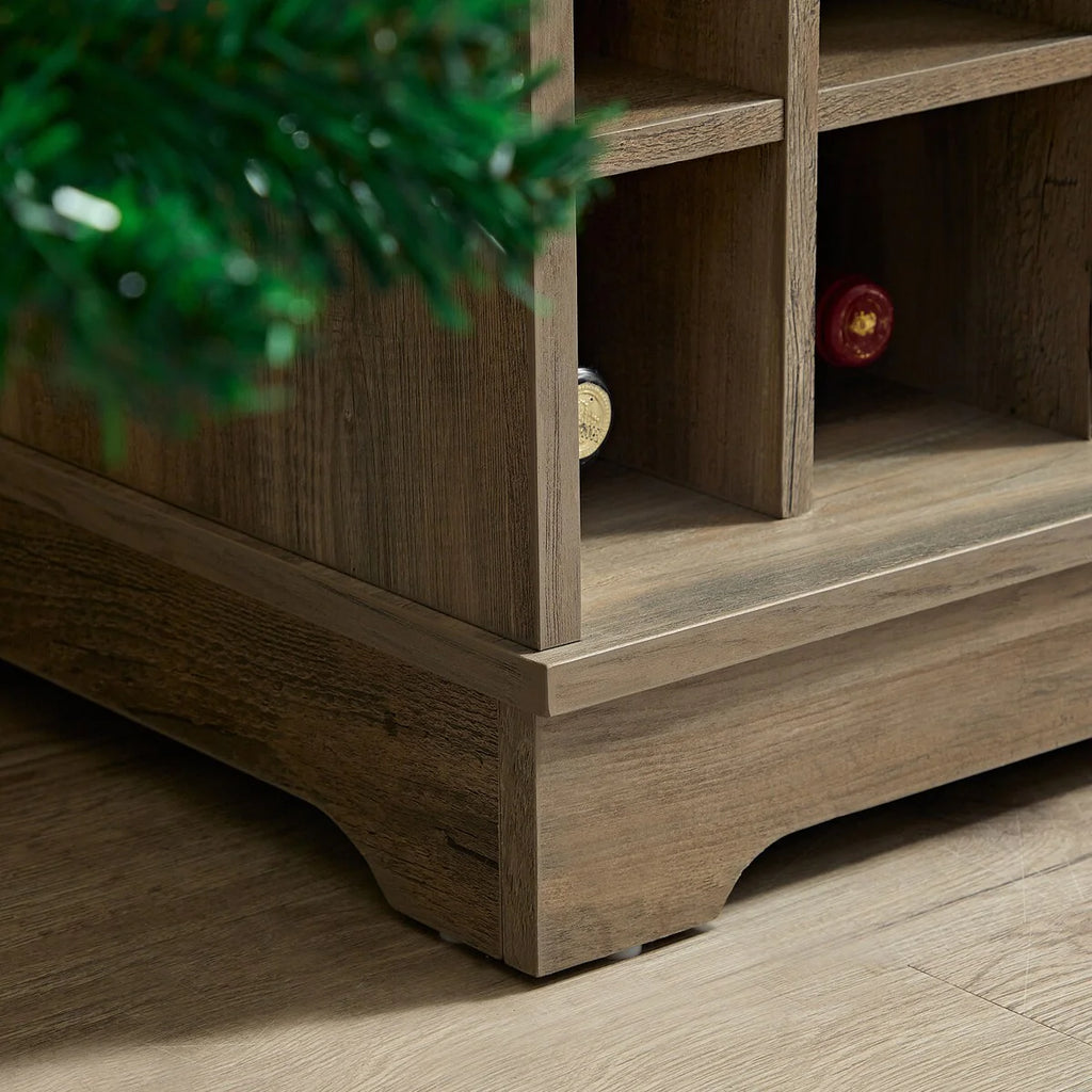 Barn Door Buffet Bar Cabinet with Wine Rack Sideboard Cabinet