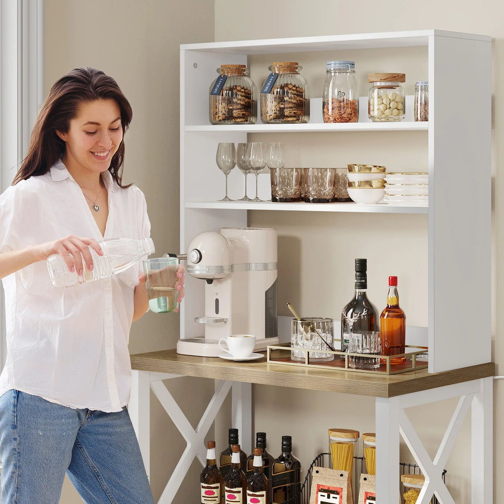 Moasis 5 Tier Kitchen Bakers Rack with Storage Shelves Microwave Oven Stand Kitchen Shelf Organizer