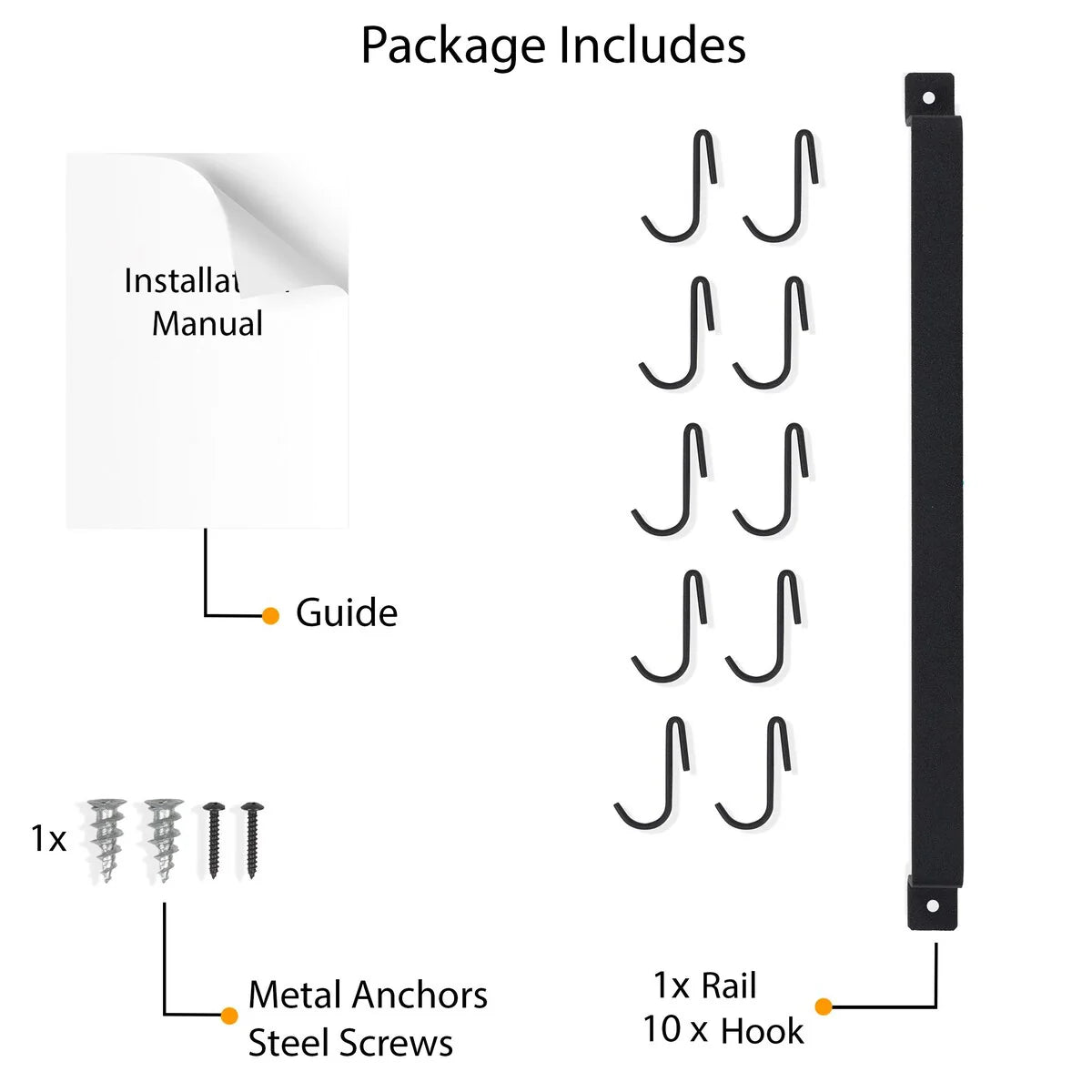 Wallniture Casto 17" Pot Rack with 10 Hooks, Steel Utensil Holder, Black
