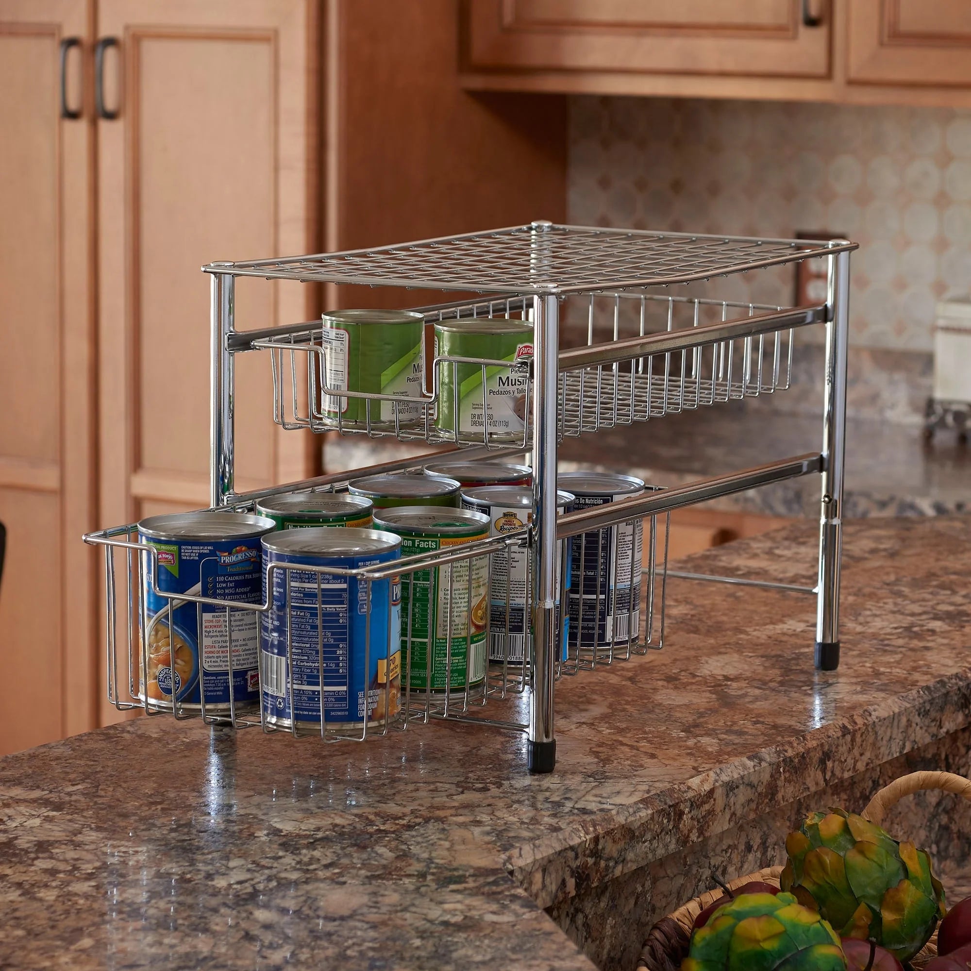 Household Essentials Silver Free Standing Double Pull Out Cabinet Organizer Shelf
