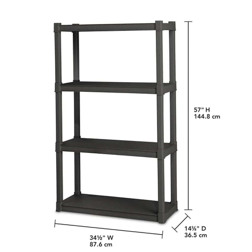 Sterilite Plastic Indoor Outdoor 4 Shelf Durable Shelving Unit, Gray, 2 Pack - 2-Pack