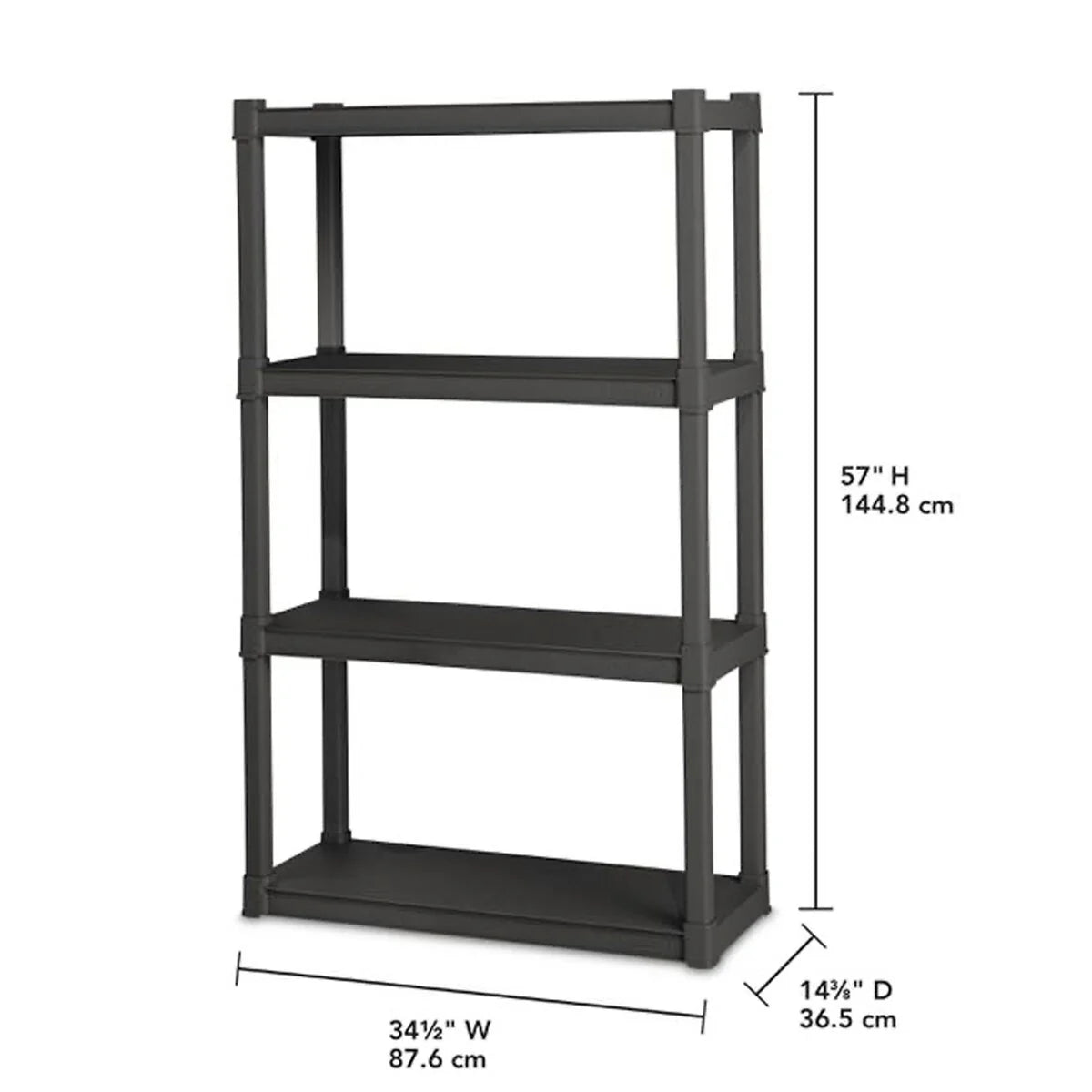Sterilite Plastic Indoor Outdoor 4 Shelf Durable Shelving Unit, Gray, 2 Pack - 2-Pack