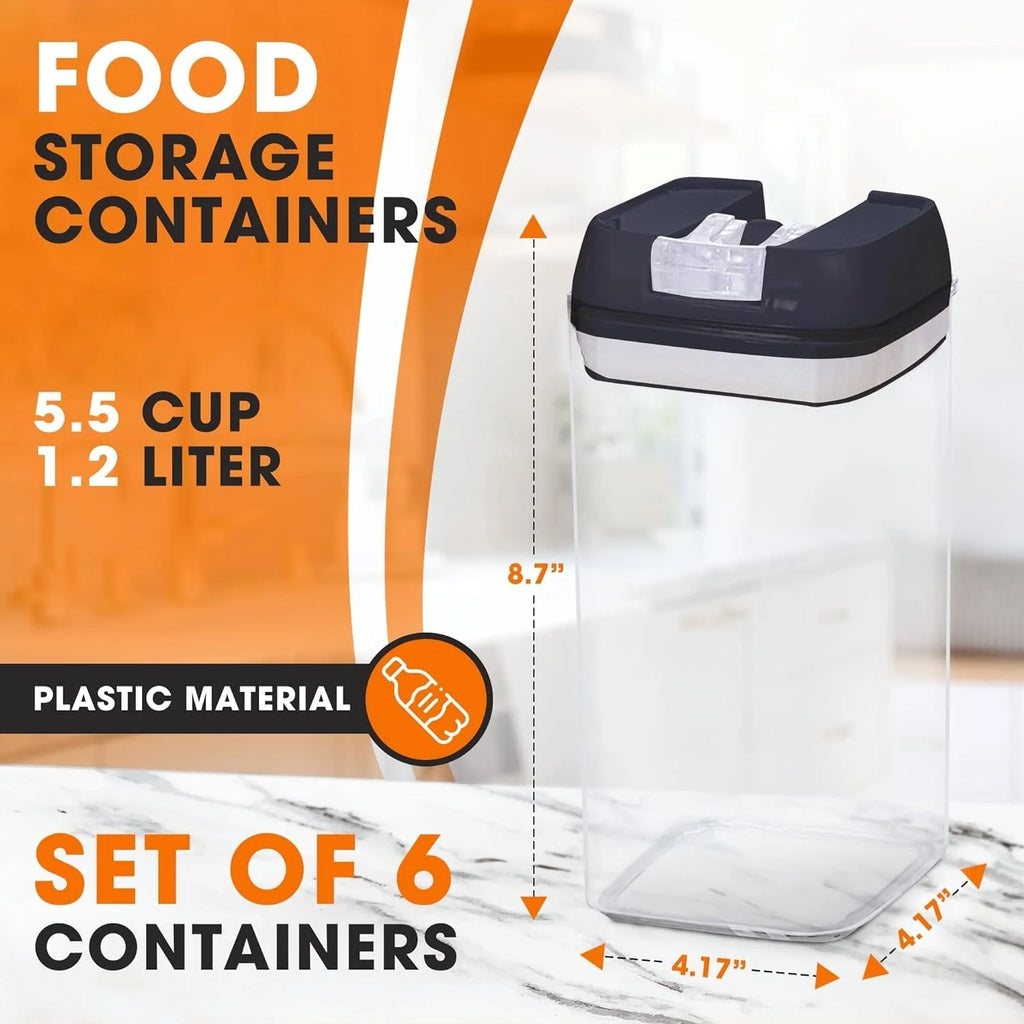 Cheer Collection Set of 6 Uniform Size Airtight Food Storage Containers