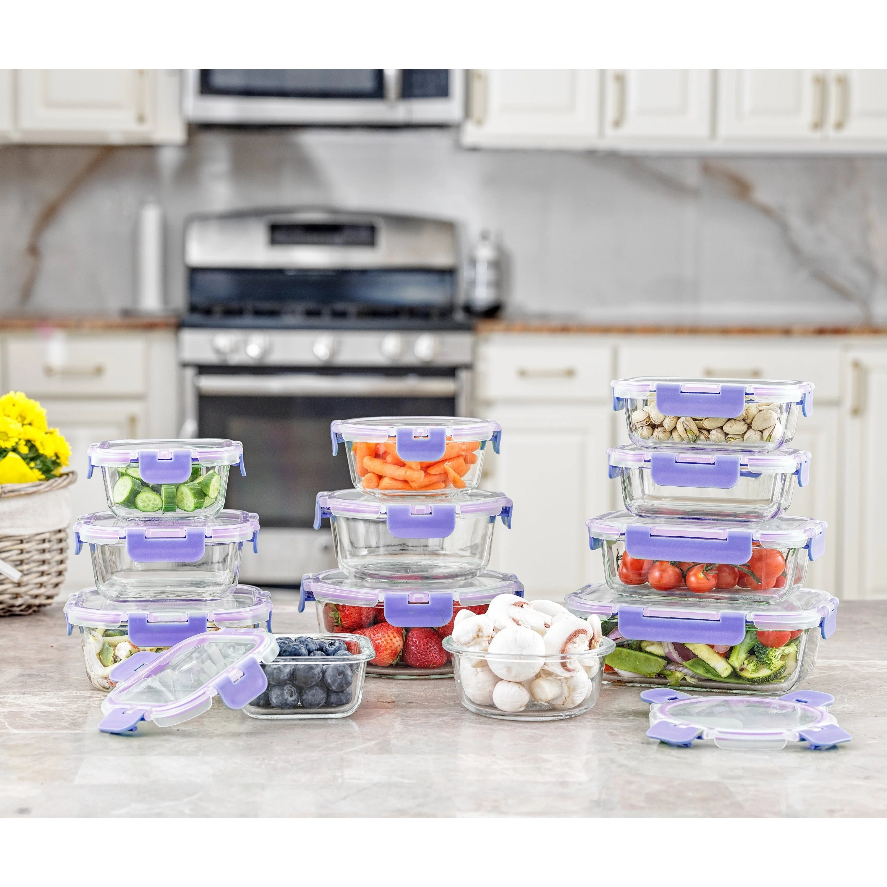 JoyFul 24 Piece Glass Food Storage Containers Set with Airtight Lids