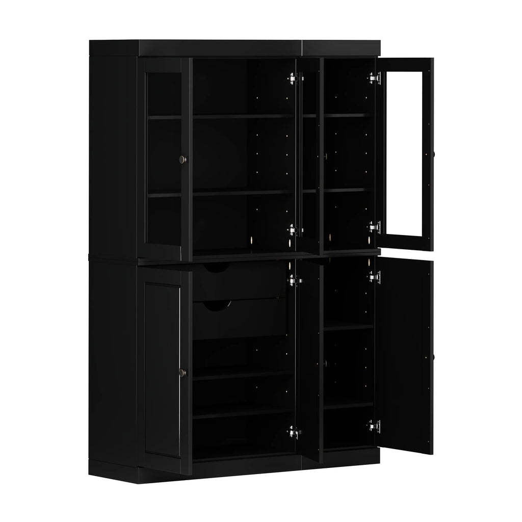 Palace Imports 100% Solid Wood China Pantry with Glass or Solid Wood Doors and 2-Drawers - 48.5" x 71.5"