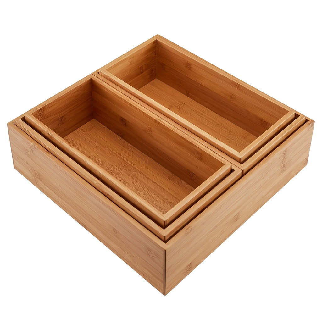 Seville Classics 5-Piece Bamboo Storage Organizer Box Set - Brown