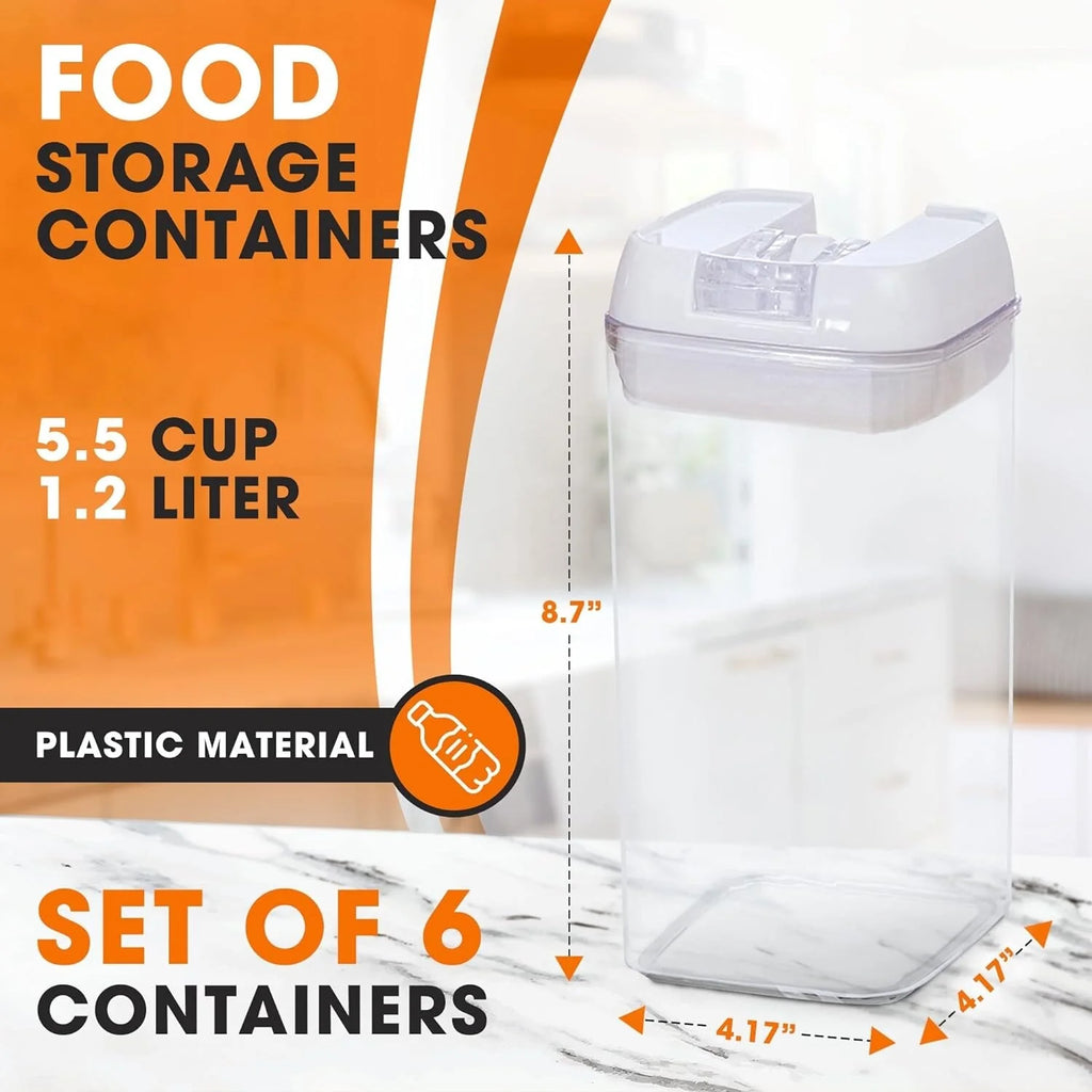Cheer Collection Set of 6 Uniform Size Airtight Food Storage Containers