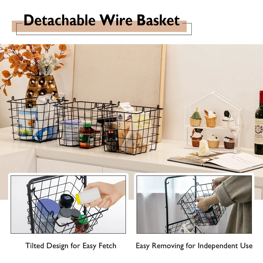 Costway 3-Tier Wire Fruit Basket Stand Kitchen Snack Vegetable Storage - See Details