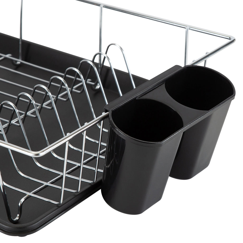Simply Kitchen Details Chrome and Black Iron 3-piece Dish Rack With Tray - 19"x12"x4"