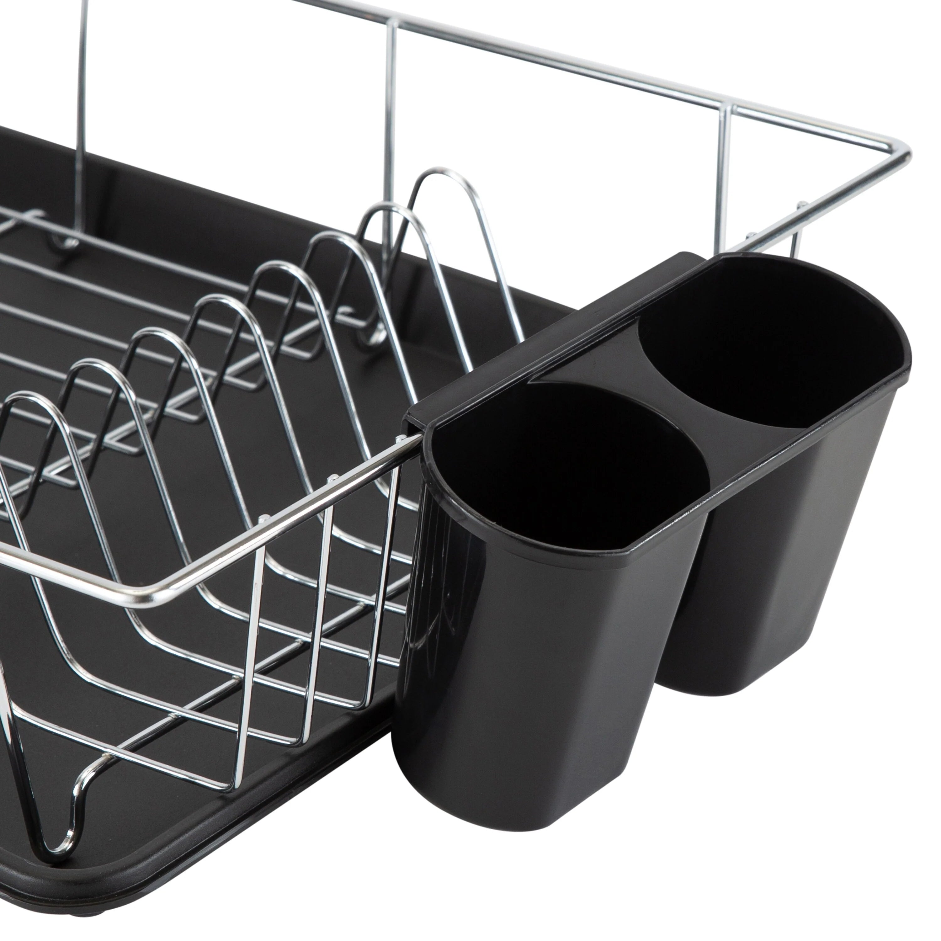 Simply Kitchen Details Chrome and Black Iron 3-piece Dish Rack With Tray - 19"x12"x4"