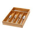 YBM Home & Kitchen Bamboo 5-Compartment Utensil Tray Drawer Organizer - Brown - 14"l x 10"w x 2"h