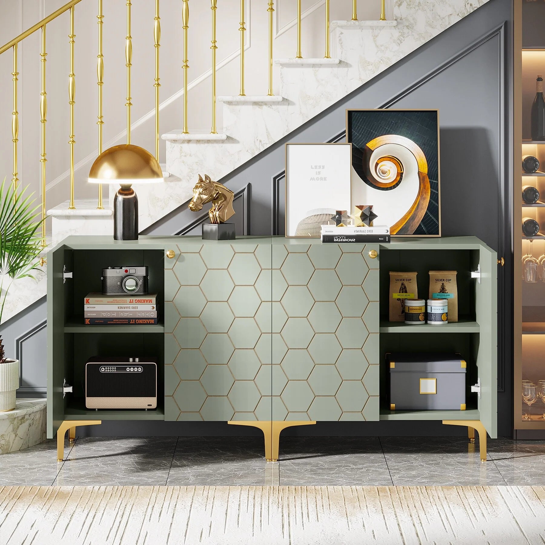 31.5'' Modern Accent Storage Cabinet for Living Room Kitchen (Set of 2 )