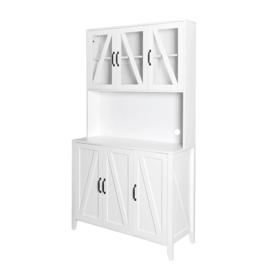 Pantry Storage Cabinet with Glass Doors - N/A