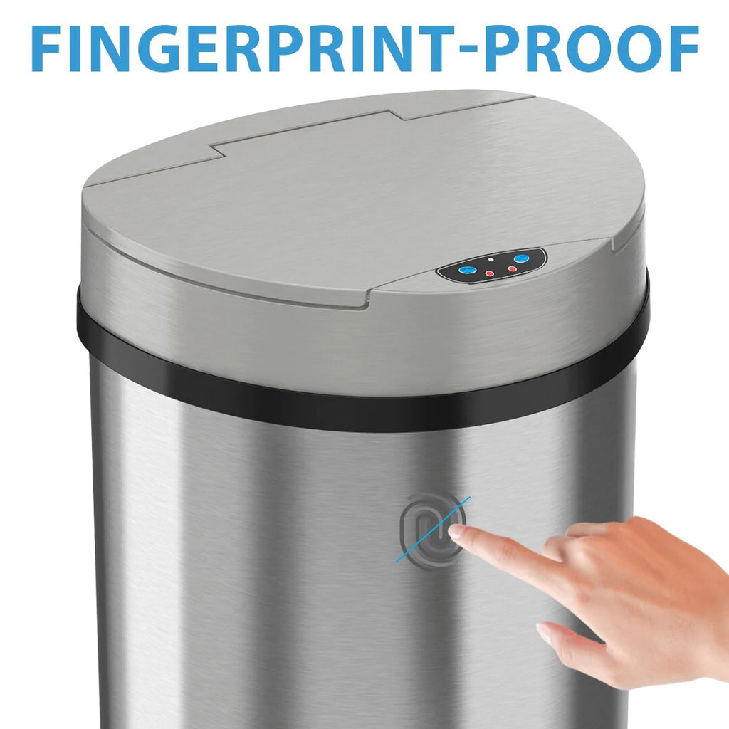 iTouchless 13 Gal Semi-Round Stainless Steel Sensor Kitchen Trash Can