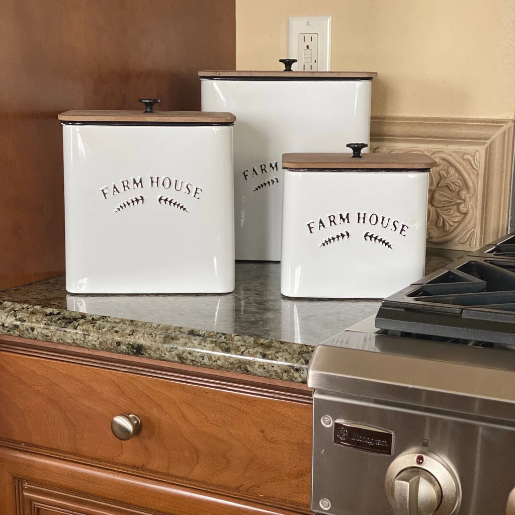 Vintage Inspired 3-Piece Metal Food Storage Canister Set