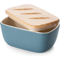 DOWAN 6.5" Large Butter Dish - Ceramic Butter Dish with Lid, Haze Blue