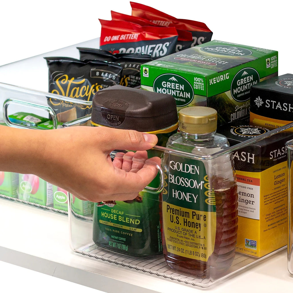 Sorbus Clear Plastic Organizer Storage Bin Containers for Pantry Food & Kitchen Fridge (4-Pack)