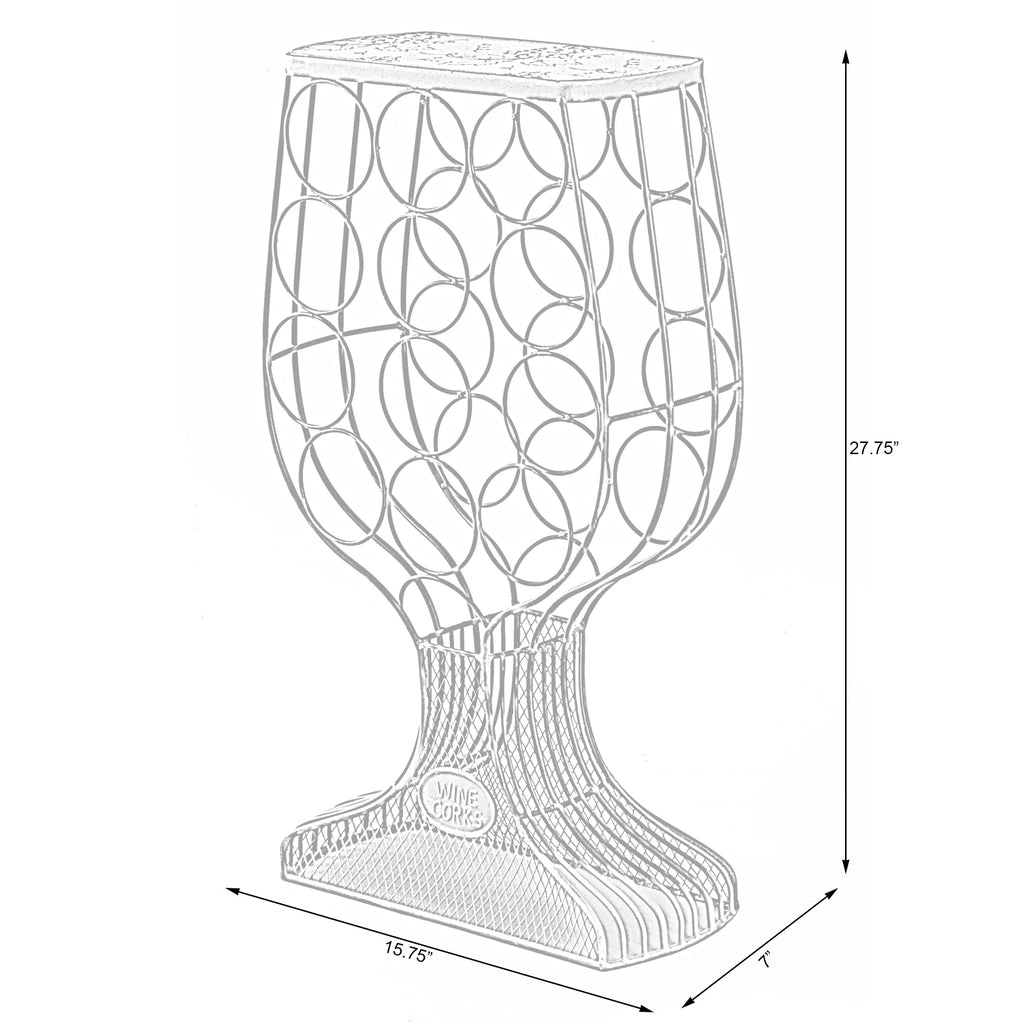 Freestanding Floor Wine Rack with Wooden and Metal Goblet Design - Holds 12 Bottles