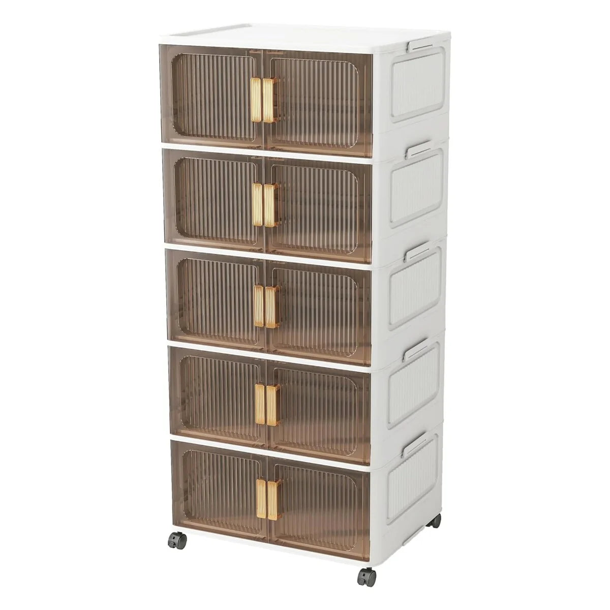 Stackable Closet Organizer Collapsible Storage Bins with Lids Organizer with Wheels for Home, Kitchen, Office