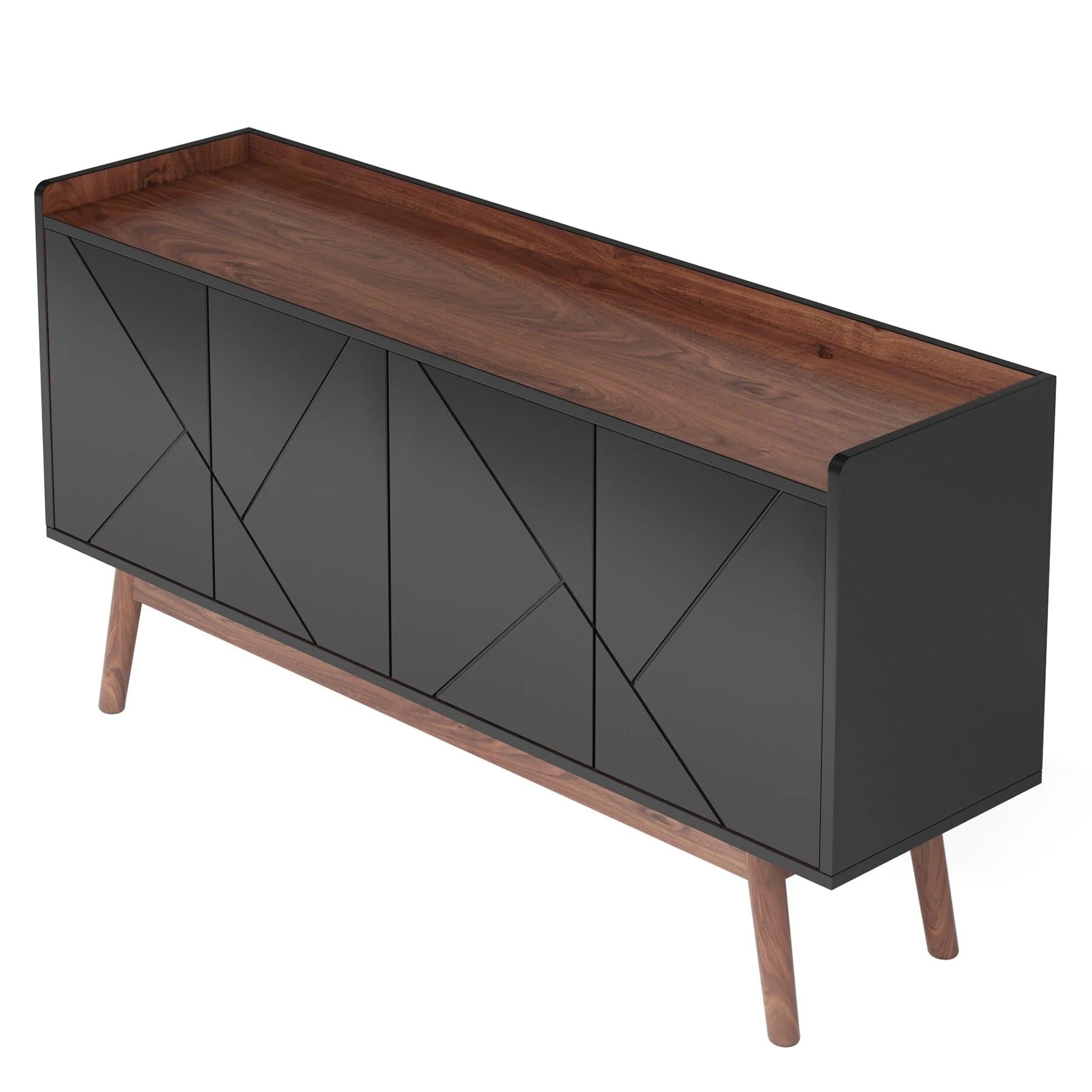 Wooden 4-door Buffet Sideboard with Storage for Kitchen Dining Room - N/A