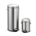 INNOVAZE 8 Gal./30-Liter and 1.3 Gal./5-Liter fingerprint free brushed stainless steel trash can set (Retro)