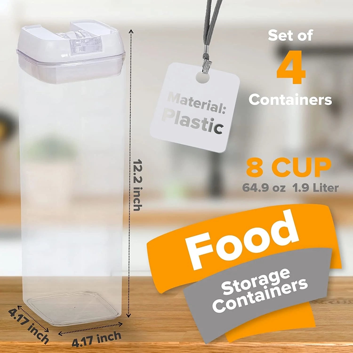 Cheer Collection Set of 4 Uniform Size Airtight Food Storage Containers