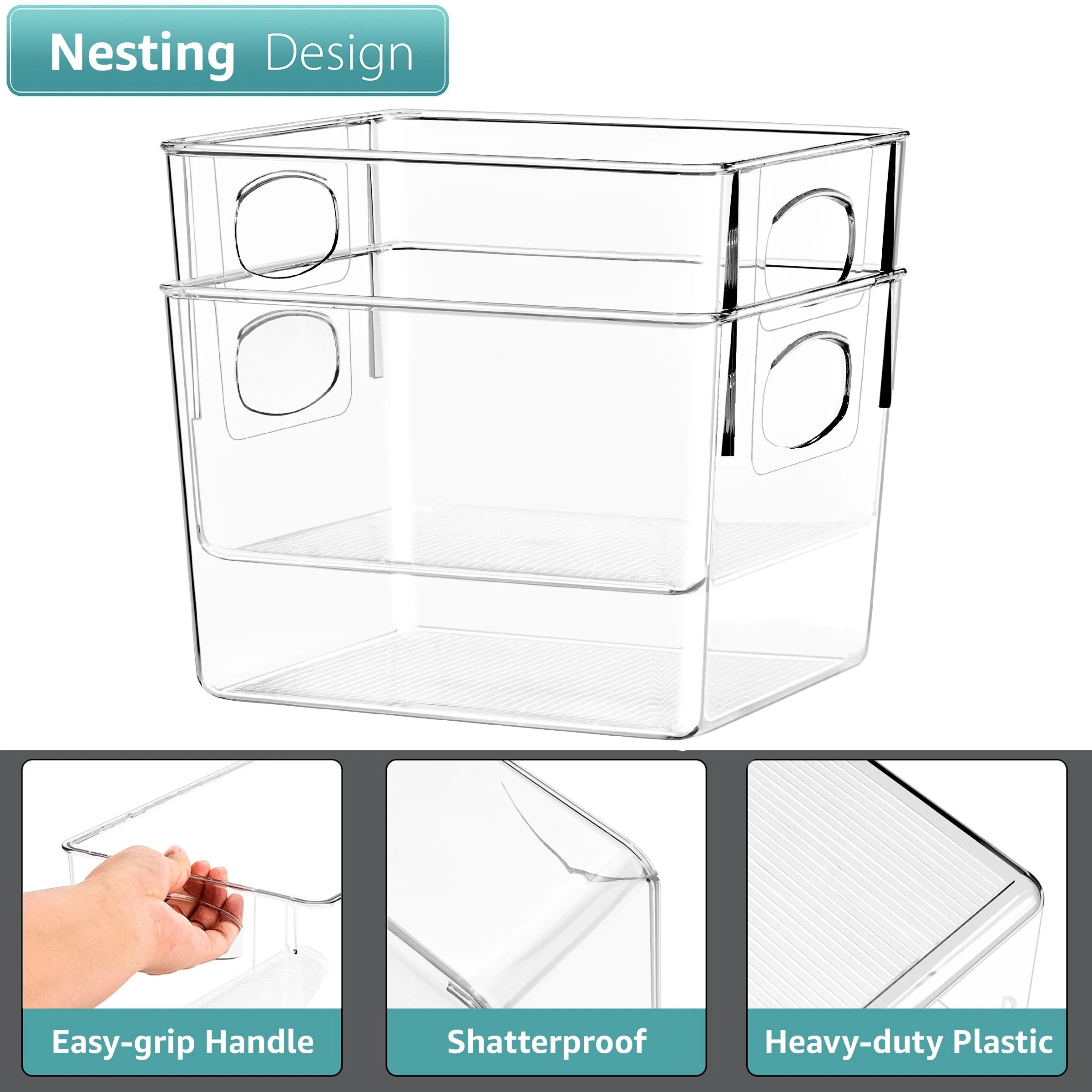 Sorbus Plastic Storage Bins Clear Pantry Organizer Box Bin Containers