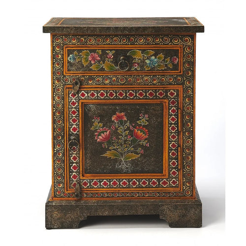 18" Dark Brown Solid Wood Frame Accent Cabinet With Two Drawers
