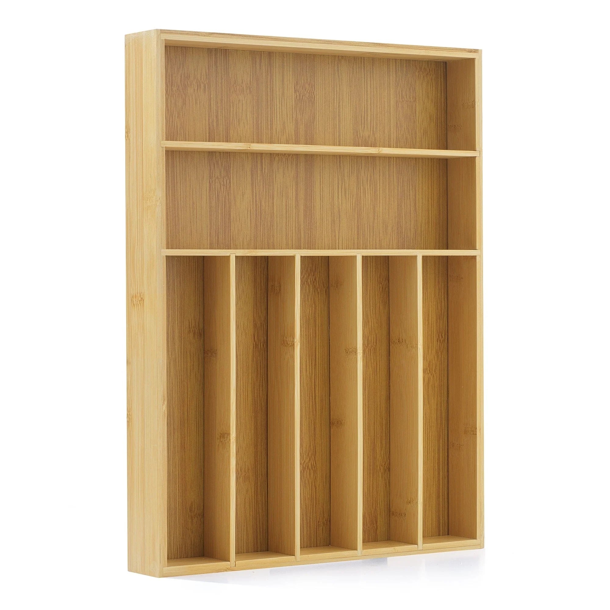 JoyJolt 7 Compartment Bamboo Drawer Organizer