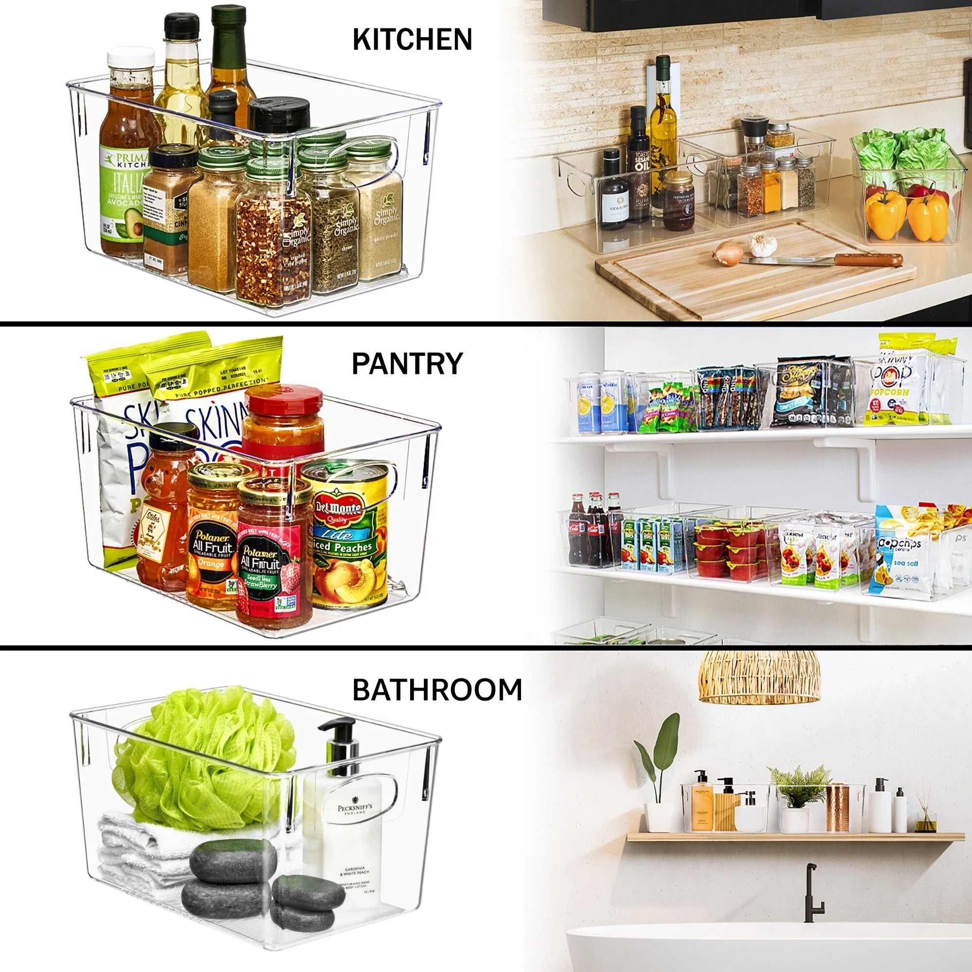 Sorbus Plastic Storage Bins Clear Pantry Organizer Box Bin Containers