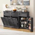 Kitchen Island With Double Tilt Out Trash Can Cabinet