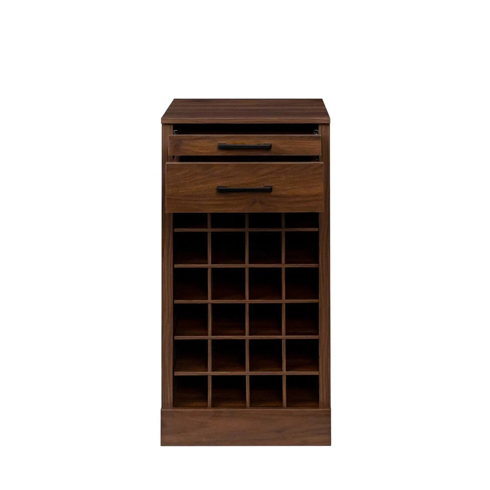 28 Slots Wood Wine Bar Cabinet with Storage Shelves - N/A
