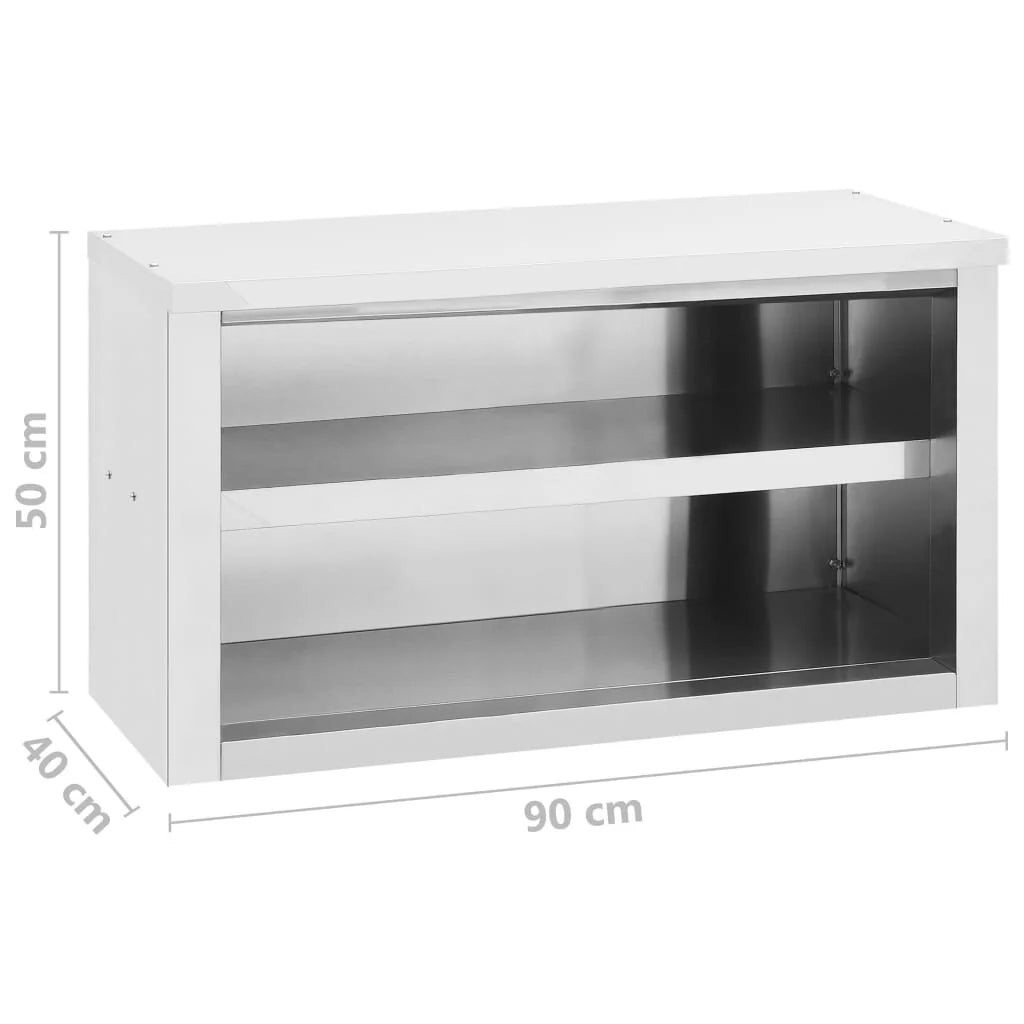 vidaXL Kitchen Wall Cabinet 35.4" x 15.7" x 19.7" Stainless Steel