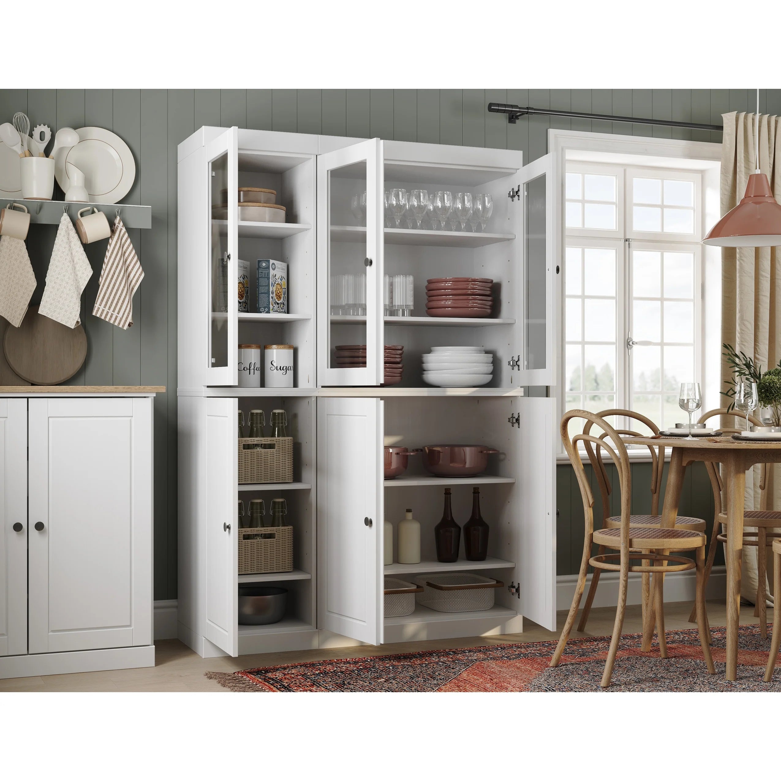 Palace Imports 100% Solid Wood 48.5" China Pantry Cabinet with Solid or Clear Glass Doors and Adjustable Shelves - 48.5" x 71.5"