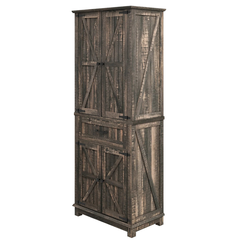 Moasis 64" Farmhouse Tall Kitchen Pantry Storage Cabinet with 2 Drawers & Doors