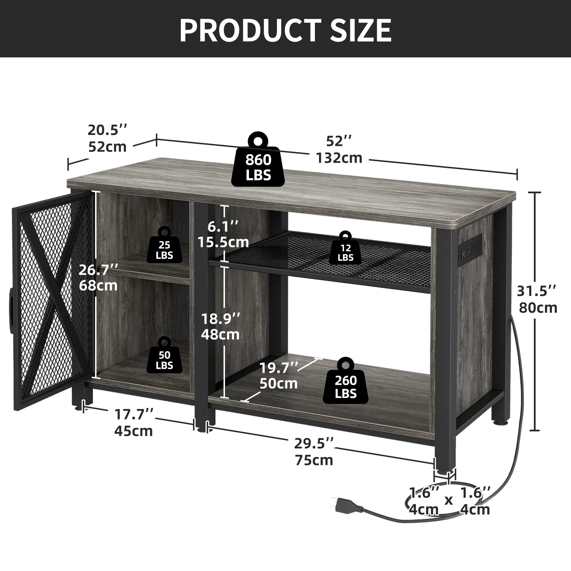 Moasis 55-75 Gallon Aquarium Stand with Power Outlets,Fish Tank Stand with Storage Cabinet