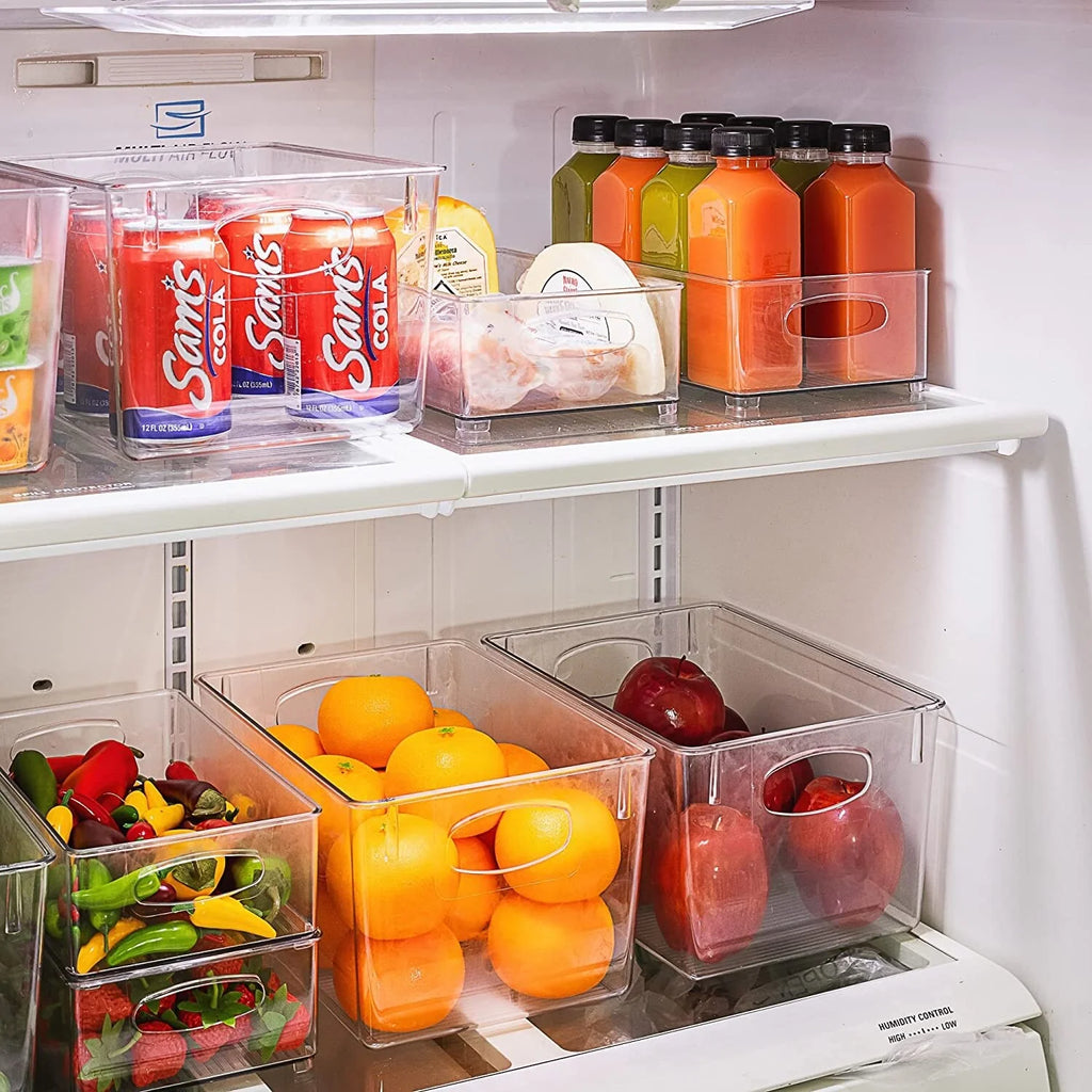 Sorbus Clear Plastic Organizer Storage Bin Containers with Handles for Pantry Food & Kitchen Fridge (8-Pack)