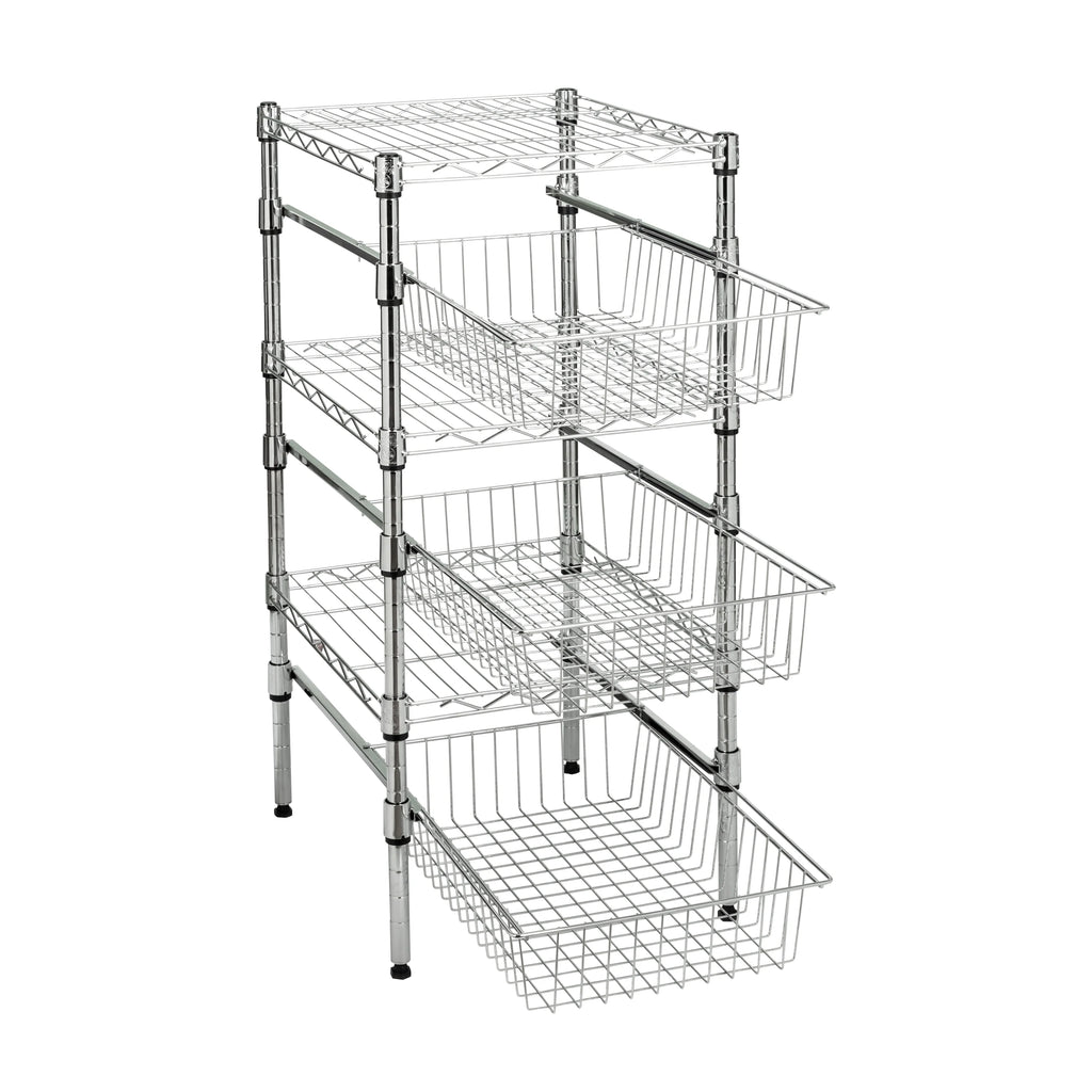 Honey-Can-Do Chrome Cabinet or Sink Organizer with Basket and Shelf