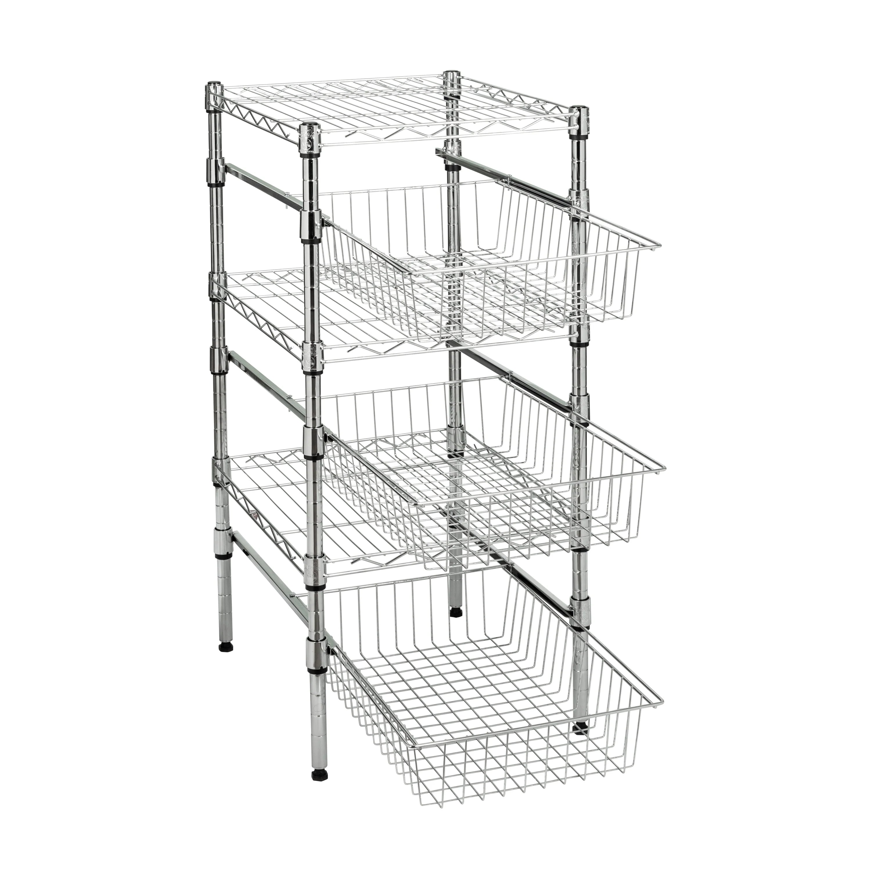 Honey-Can-Do Chrome Cabinet or Sink Organizer with Basket and Shelf