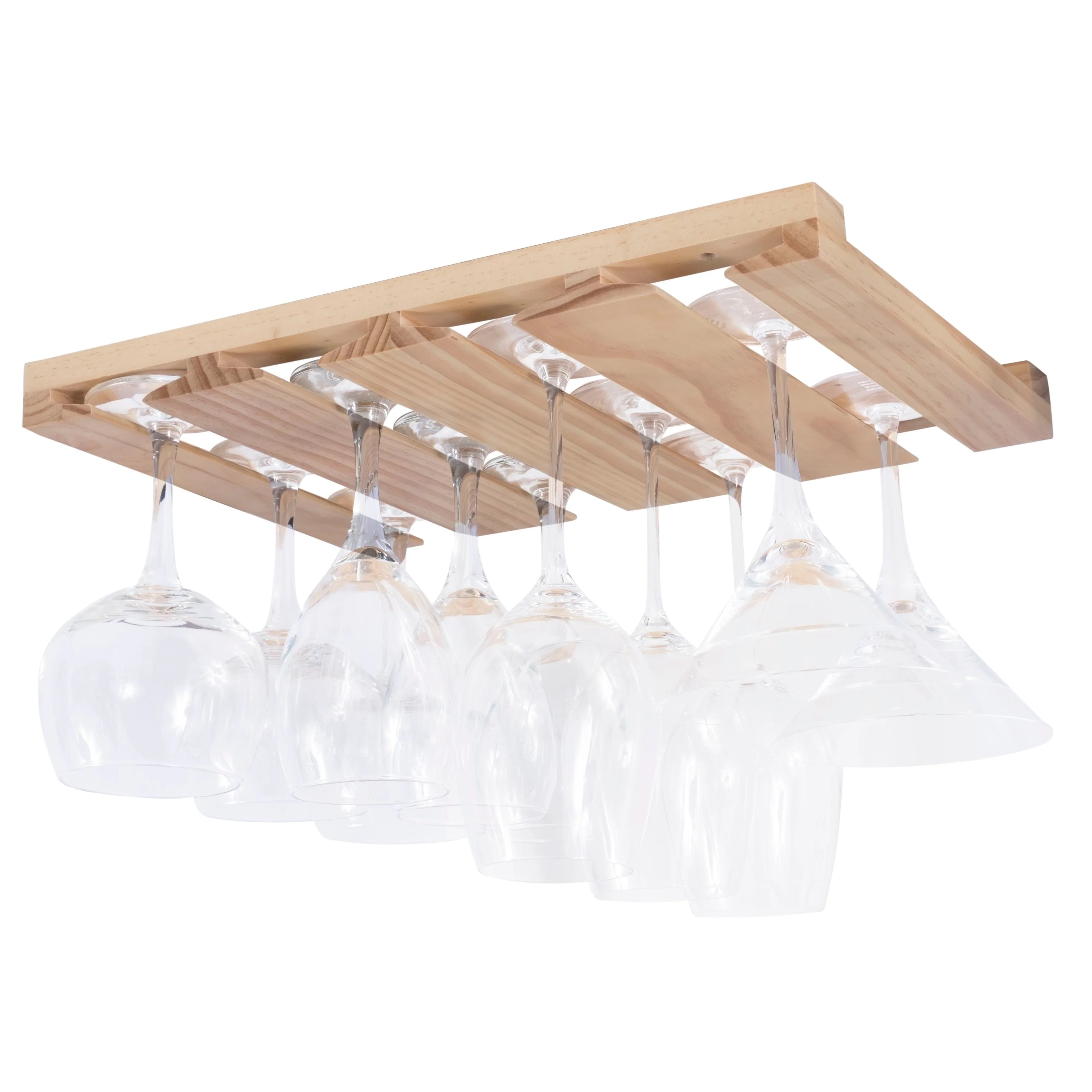 Rustic State Under Cabinet Wooden Stemware Rack Holder 17"x10"